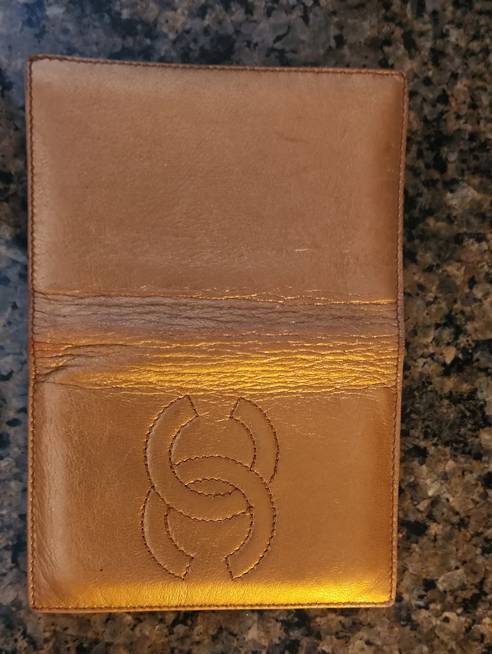 CHANEL Metallic Gold Quilted CC Passport/Card Sleeve